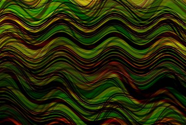 Farklı kalınlıklarda çizgiler oluşturulmuş renkli dalgalı bir arkaplan. Görüntü