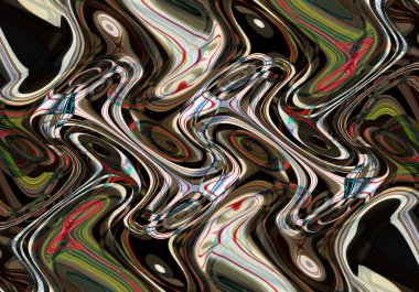 Eğri şekillerden oluşan renkli psikedelik bir arka plan. Görüntü