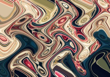 Eğri şekillerden oluşan renkli psikedelik bir arka plan. Görüntü