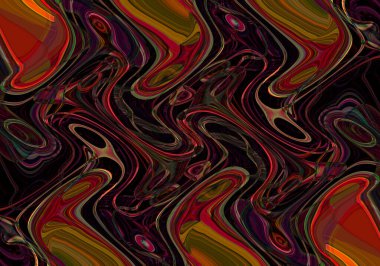 Eğri şekillerden oluşan renkli psikedelik bir arka plan. Görüntü