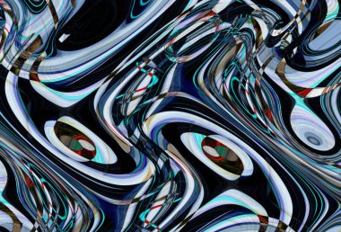 Eğri şekillerden oluşan renkli psikedelik bir arka plan. Görüntü