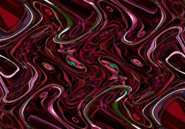 Eğri şekillerden oluşan renkli psikedelik bir arka plan. Görüntü