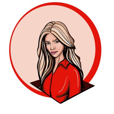 Çizgi film karakteri, güzel bir genç kızın portresi.