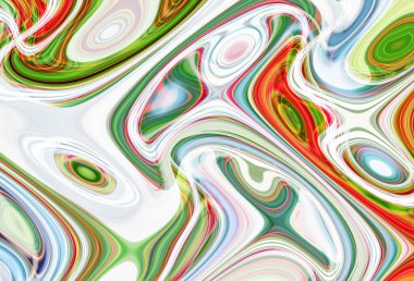 Eğri şekillerden oluşan renkli psikedelik bir arka plan. Görüntü