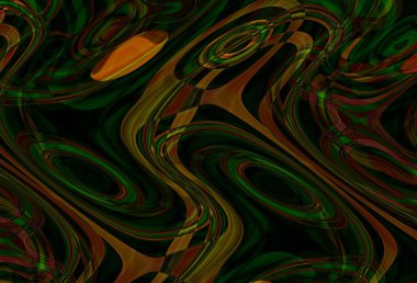 Eğri şekillerden oluşan renkli psikedelik bir arka plan. Görüntü