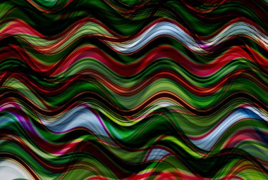 Farklı kalınlıklarda çizgiler oluşturulmuş renkli dalgalı bir arkaplan. Görüntü
