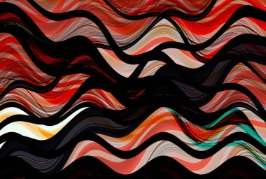 Farklı kalınlıklarda çizgiler oluşturulmuş renkli dalgalı bir arkaplan. Görüntü