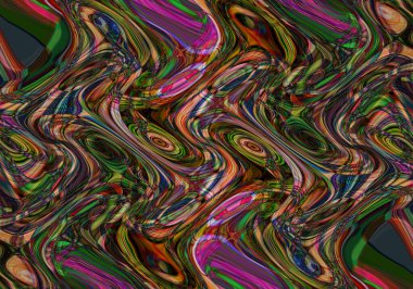 Eğri şekillerden oluşan renkli psikedelik bir arka plan. Görüntü