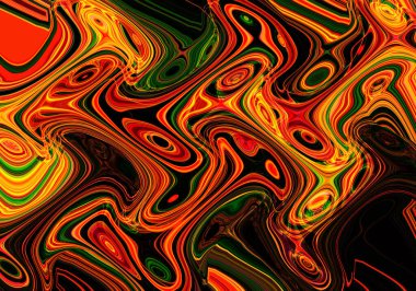 Eğri şekillerden oluşan renkli psikedelik bir arka plan. Görüntü