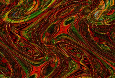 Eğri şekillerden oluşan renkli psikedelik bir arka plan. Görüntü