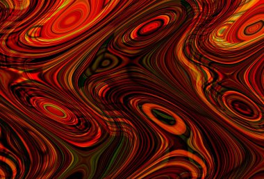 Eğri şekillerden oluşan renkli psikedelik bir arka plan. Görüntü