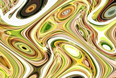 Eğri şekillerden oluşan renkli psikedelik bir arka plan. Görüntü