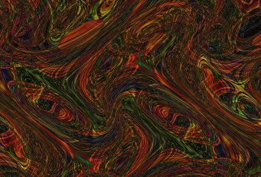 Eğri şekillerden oluşan renkli psikedelik bir arka plan. Görüntü