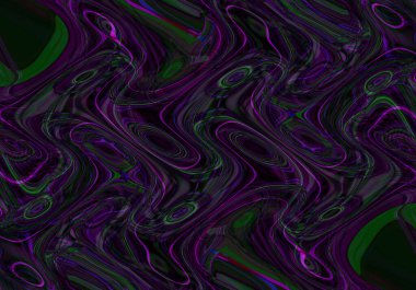 Eğri şekillerden oluşan renkli psikedelik bir arka plan. Görüntü