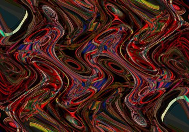 Eğri şekillerden oluşan renkli psikedelik bir arka plan. Görüntü