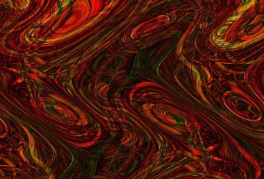 Eğri şekillerden oluşan renkli psikedelik bir arka plan. Görüntü