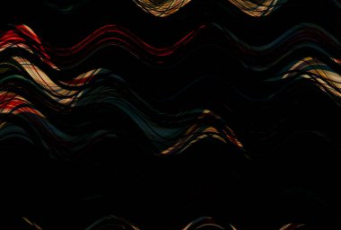 Farklı kalınlıklarda çizgiler oluşturulmuş renkli dalgalı bir arkaplan. Görüntü