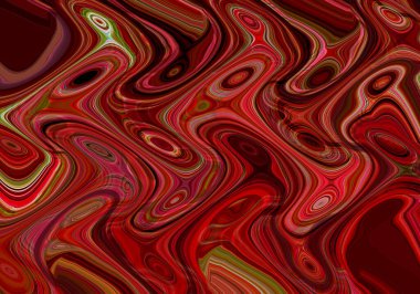 Eğri şekillerden oluşan renkli psikedelik bir arka plan. Görüntü