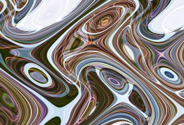 Eğri şekillerden oluşan renkli psikedelik bir arka plan. Görüntü