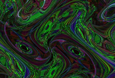 Eğri şekillerden oluşan renkli psikedelik bir arka plan. Görüntü