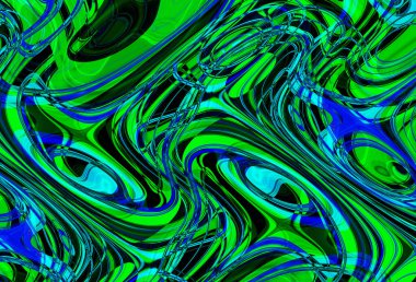 Eğri şekillerden oluşan renkli psikedelik bir arka plan. Görüntü