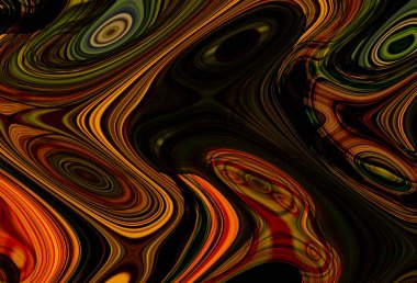 Eğri şekillerden oluşan renkli psikedelik bir arka plan. Görüntü