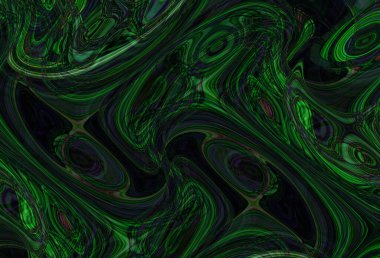 Eğri şekillerden oluşan renkli psikedelik bir arka plan. Görüntü