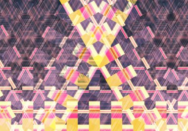 Renkli mozaik çizgiler, üçgenler ve karelerle yaratılmış. Dekoratif şenlik bileşimi.