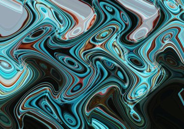 Eğri şekillerden oluşan renkli psikedelik bir arka plan. Görüntü