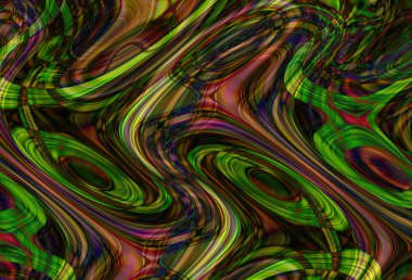 Eğri şekillerden oluşan renkli psikedelik bir arka plan. Görüntü