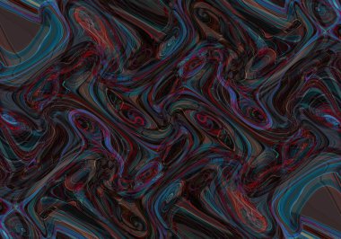 Eğri şekillerden oluşan renkli psikedelik bir arka plan. Görüntü