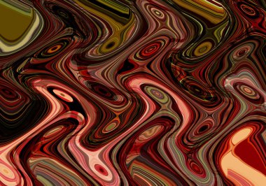 Eğri şekillerden oluşan renkli psikedelik bir arka plan. Görüntü