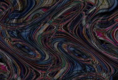 Eğri şekillerden oluşan renkli psikedelik bir arka plan. Görüntü