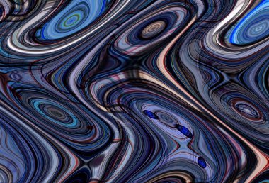 Eğri şekillerden oluşan renkli psikedelik bir arka plan. Görüntü