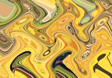 Eğri şekillerden oluşan renkli psikedelik bir arka plan. Görüntü