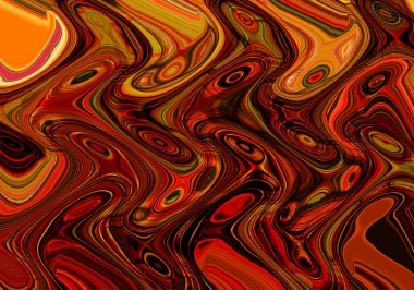 Eğri şekillerden oluşan renkli psikedelik bir arka plan. Görüntü