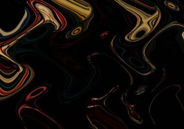 Eğri şekillerden oluşan renkli psikedelik bir arka plan. Görüntü