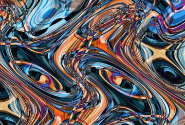 Eğri şekillerden oluşan renkli psikedelik bir arka plan. Görüntü