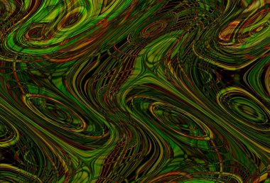 Eğri şekillerden oluşan renkli psikedelik bir arka plan. Görüntü