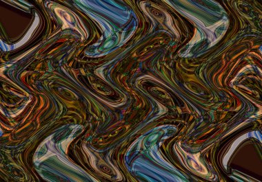 Eğri şekillerden oluşan renkli psikedelik bir arka plan. Görüntü