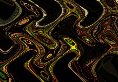 Eğri şekillerden oluşan renkli psikedelik bir arka plan. Görüntü