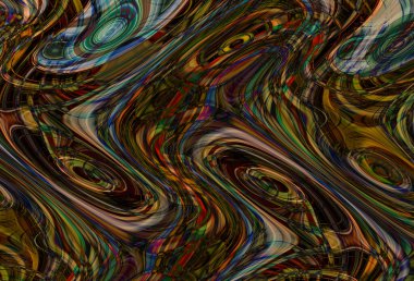 Eğri şekillerden oluşan renkli psikedelik bir arka plan. Görüntü