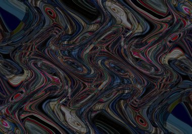 Eğri şekillerden oluşan renkli psikedelik bir arka plan. Görüntü