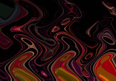 Eğri şekillerden oluşan renkli psikedelik bir arka plan. Görüntü