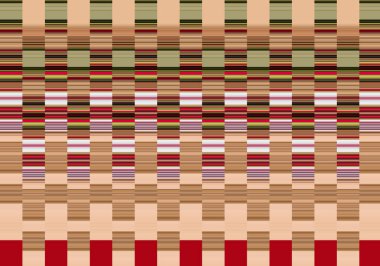 Dikey çizgiler ve renk kareleri ile oluşturulan soyut renkli desen. Görüntü