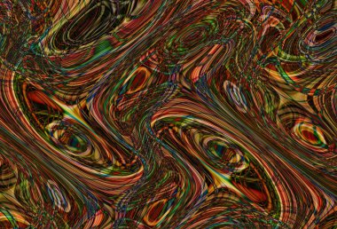 Eğri şekillerden oluşan renkli psikedelik bir arka plan. Görüntü