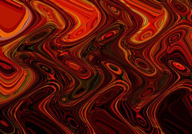 Eğri şekillerden oluşan renkli psikedelik bir arka plan. Görüntü