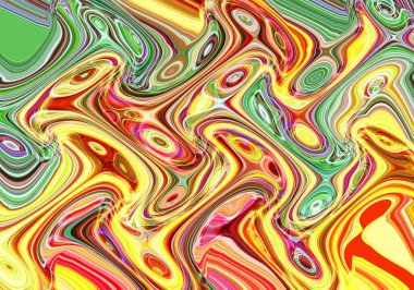 Eğri şekillerden oluşan renkli psikedelik bir arka plan. Görüntü