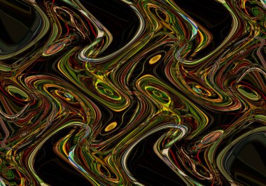 Eğri şekillerden oluşan renkli psikedelik bir arka plan. Görüntü