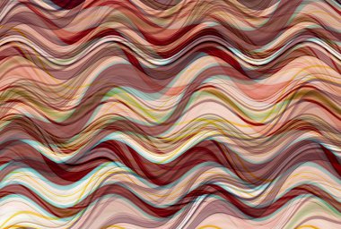 Farklı kalınlıklarda çizgiler oluşturulmuş renkli dalgalı bir arkaplan. Görüntü